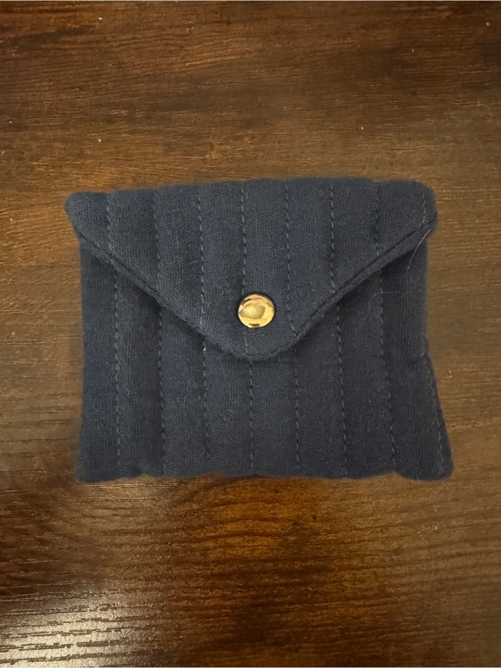 Sézane Quilted Navy Knit Snap Jewelry Pouch